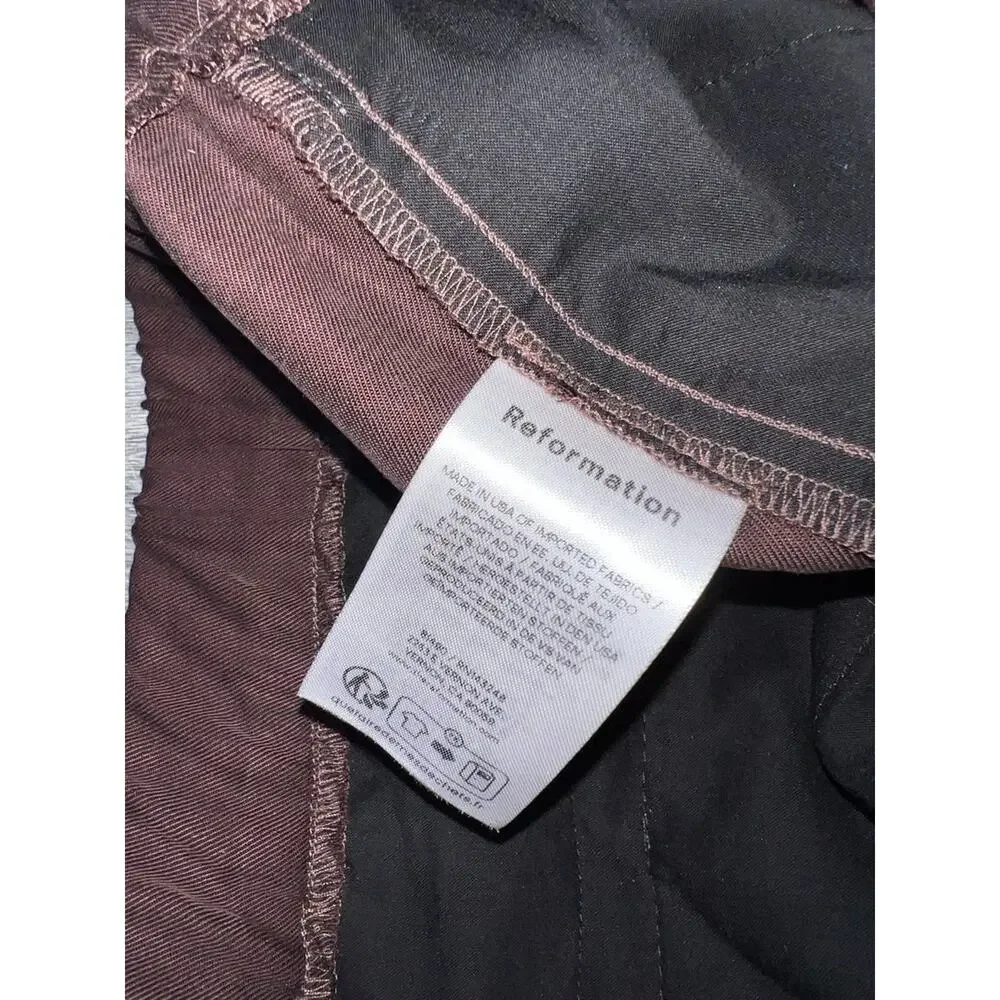 Reformation organic cotton Women's Brown Woven Wide-leg Trousers 2X A005961
